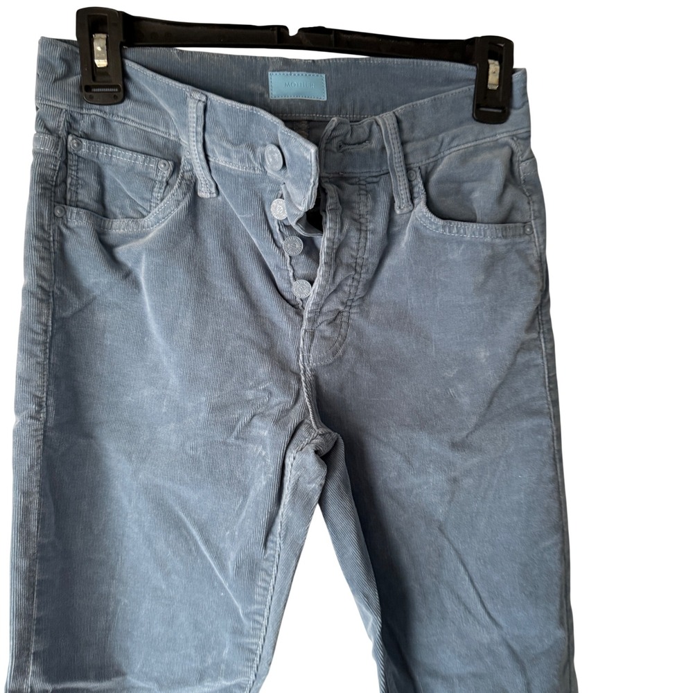 MOTHER The Looker Corduroy Pants Women Blue Button Fly Straight Leg‎ Size 25